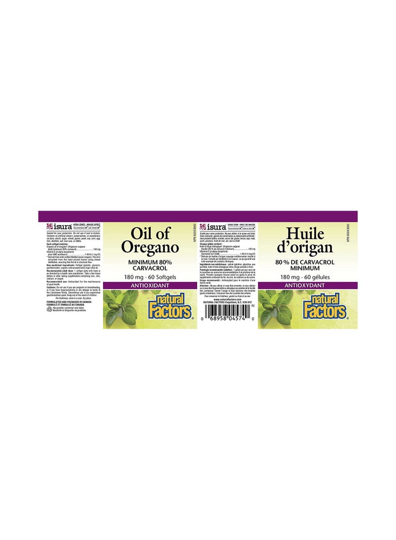 Natural Factors - Oil of Oregano 180mg, With Extra Virgin Olive Oil, 60 Count - Image 2
