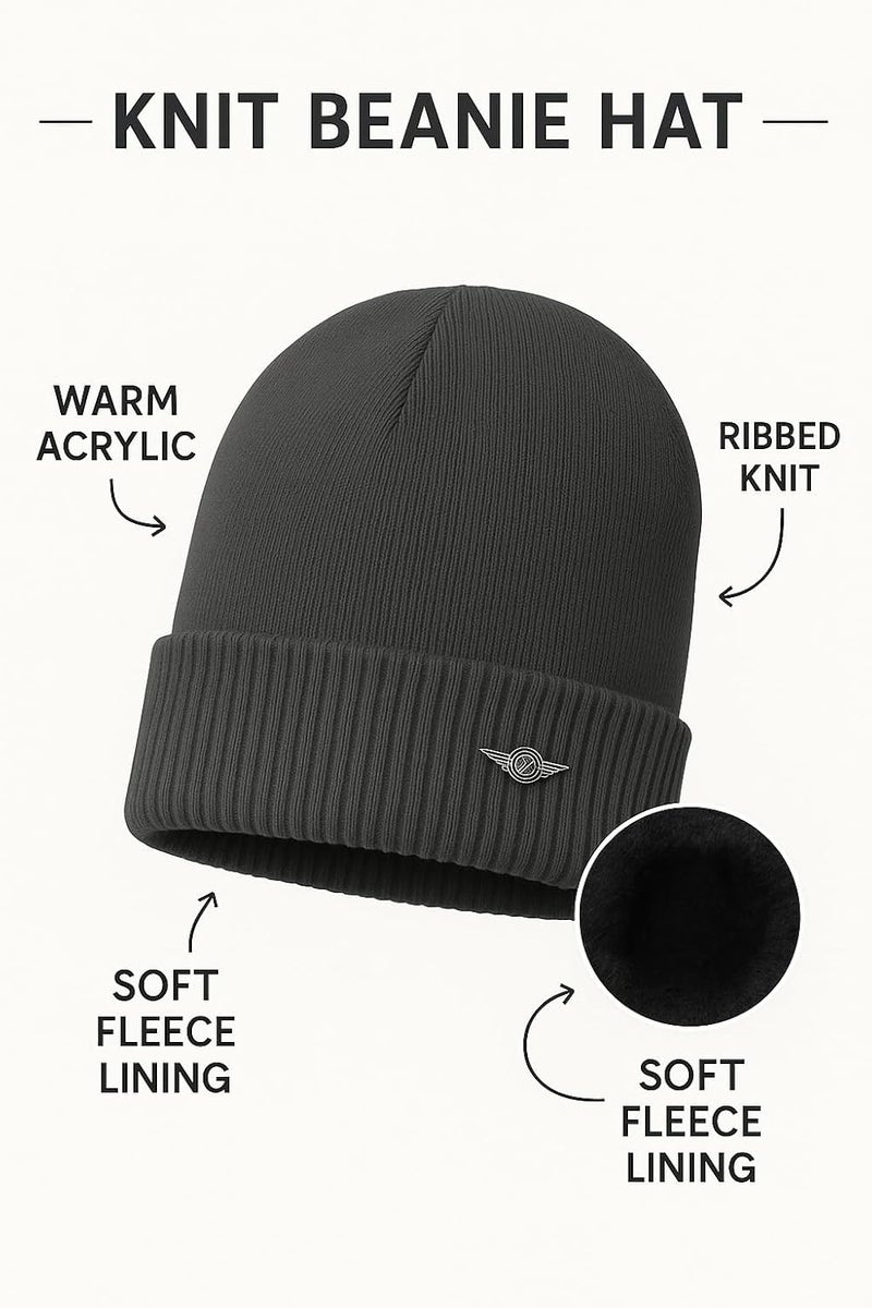 GRAFFY Store Woolen Cap for Men and Women | Winter Woolen with Soft Fur Inside | Free Size Warm Beanie Hat for Winter | Black & Grey Woolen Cap for Men & Women - Image 4