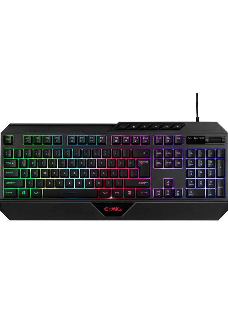 Claw's - Nexus K1 RGB Full Membrane 104-Key Extra Multimedia / Rollover Volume Control Mechanism & Reflex Braided Cable Gaming Keyboard (11 Different RGB Effects) - Image 1