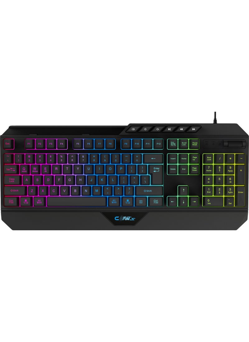 Claw's - Nexus K1 RGB Full Membrane 104-Key Extra Multimedia / Rollover Volume Control Mechanism & Reflex Braided Cable Gaming Keyboard (11 Different RGB Effects) - Image 1