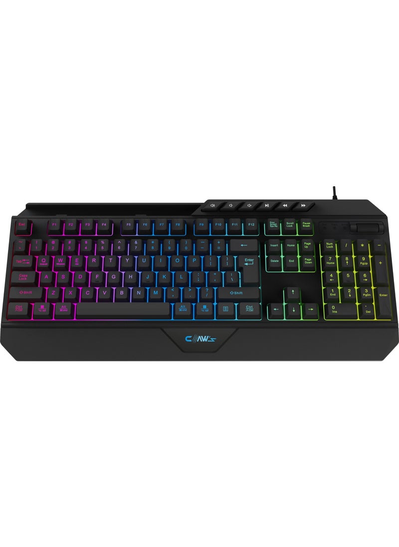 Claw's - Nexus K1 RGB Full Membrane 104-Key Extra Multimedia / Rollover Volume Control Mechanism & Reflex Braided Cable Gaming Keyboard (11 Different RGB Effects) - Image 1