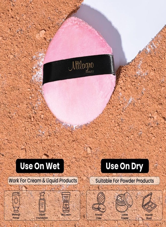 Milagro Beauty Powder Puff Soft Cotton, Makeup Applicator for Loose Powder & Foundation, Washable & Reusable, Perfect for Smooth Flawless Blending Under Eyes (Pink) - Image 2