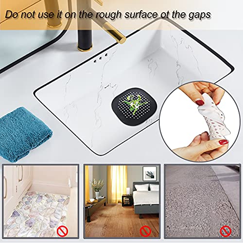 Bovinde Hair Drain Catcher,Square Drain Cover for Shower Silicone Hair Stopper with Suction Cup,Easy to Install Suit for Bathroom,Bathtub,Kitchen 2 Pack (Black) - Image 2