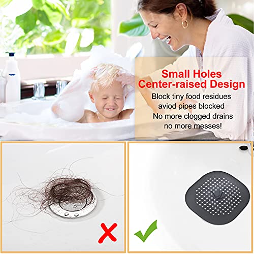 Bovinde Hair Drain Catcher,Square Drain Cover for Shower Silicone Hair Stopper with Suction Cup,Easy to Install Suit for Bathroom,Bathtub,Kitchen 2 Pack (Black) - Image 3