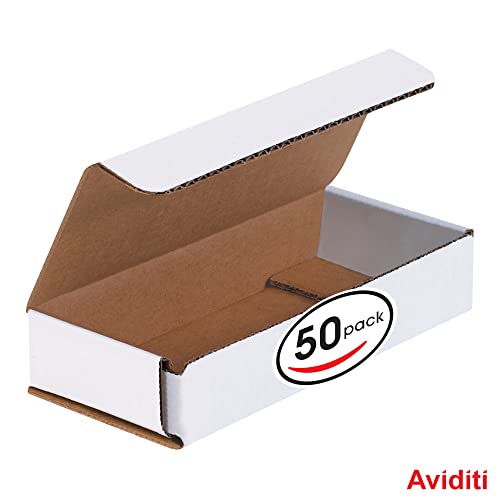 Aviditi White Corrugated Cardboard Mailing Boxes, 6 x 2 1/2 x 1 Inches, Pack of 50, Crush-Proof, for Shipping, Mailing and Storing, oyster white (MRX1L) - Image 3