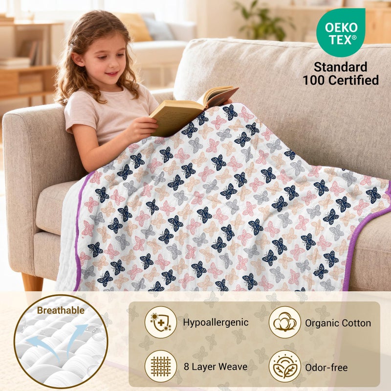ZPECC Muslin Toddler Blanket Thicker, 47x47 Organic Cotton Kids Quilt Hypoallergenic for Baby Essentials Crib Stroller Daycare Cot, Butterfly - Image 3
