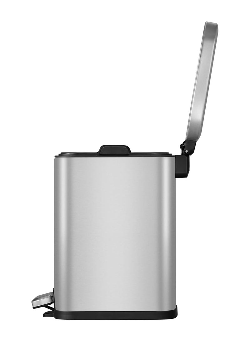 EKO 6L Square Step Bin Stella - Silver | Compact Stainless Steel Pedal Bin | Soft-Close Lid | Fingerprint-Resistant Finish - Image 3