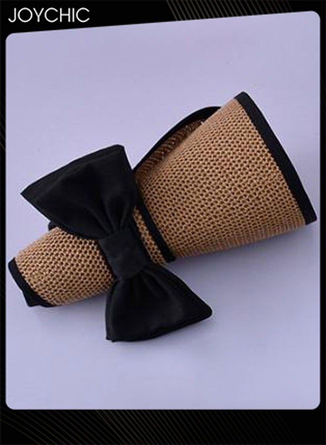 Joychic قبعة شمسية صيفية للسيدات بحد كبير للنساء، قبعة شاطئية قابلة للتعديل والطوي مع فيونكة من القش المجوف - Image 4