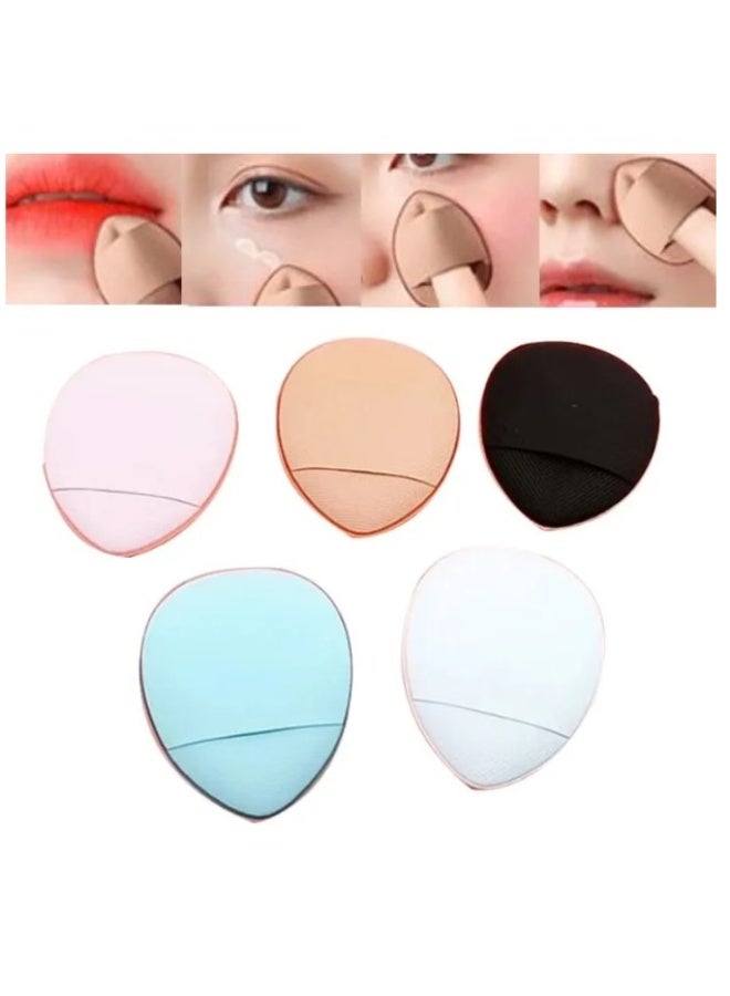 12 pcs Kiss Lovely Mini Finger" makeup sponges or powder puffs, packaged in a panda-themed design. These are small, multi-colored sponges designed for precise makeup application, especially for areas that are hard to reach - Image 2