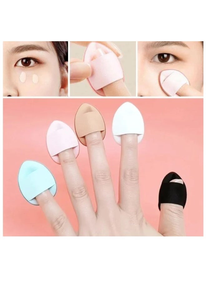 12 pcs Kiss Lovely Mini Finger" makeup sponges or powder puffs, packaged in a panda-themed design. These are small, multi-colored sponges designed for precise makeup application, especially for areas that are hard to reach - Image 3