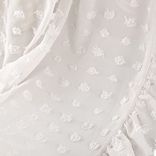 Wonder Space Elegant Kids Bed Canopy - Lace Chiffon Netting with Pom Pom, Princess Girls Fairy Dream Tent, Nursery Room Baby Crib Hanging Curtain Mosquito Net Children Reading Nook Decoration (White) - Image 5