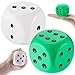 Zomiboo 2 Pcs 23 Large Foam Dice for Classroom Jumbo 6 Sided Giant Dice Casino Party Decoration Squeeze Anxiety Stress Relieve Toy Gifts for Valentines Day Adults Kids Board Game Green White - Image 2