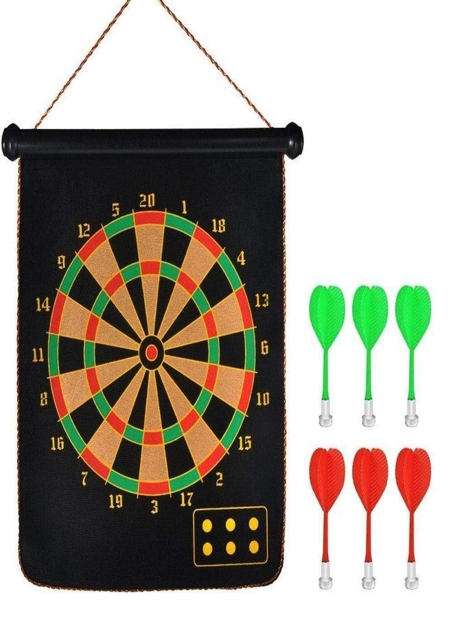 SLYK Magnetic Dart Board Game for Kids to Adults, Double Sided Magnet Dart Board with 6 Non Pointed Magnetic Darts (17 INCH) - Image 1