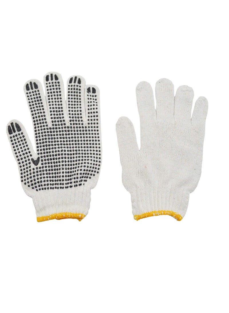 24 Pairs PVC Dotted Knit Work Gloves for Men Women Comfortable Non Slip Cotton Gloves Work Gloves for Painter Mechanic Industrial Warehouse Gardening Construction One Size Bulk - Image 1