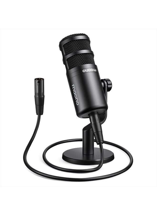 Maono ميكروفون بودكاست XLR، ميكروفون ديناميكي استوديو كارديويد لتسجيل الصوت، البث، التعليق الصوتي، تقنية عزل الصوت، ميكروفون معدني، يعمل مع واجهة الصوت، الخلاط، بطاقة الصوت-PD100 - Image 1
