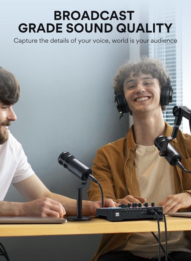 Maono ميكروفون بودكاست XLR، ميكروفون ديناميكي استوديو كارديويد لتسجيل الصوت، البث، التعليق الصوتي، تقنية عزل الصوت، ميكروفون معدني، يعمل مع واجهة الصوت، الخلاط، بطاقة الصوت-PD100 - Image 3