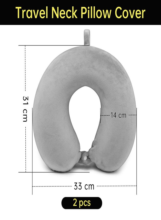 Philbinden 2 Packs Travel Neck Pillow Cover, Reusable U Shaped Neck Pillow Washable Cover, Grey Soft Smooth Neck Pillow Cover Airplane Pillow Cover (Only Pillow Covers,No Filler) - Image 2