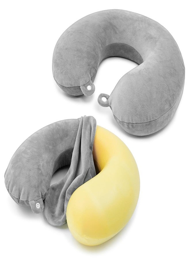Philbinden 2 Packs Travel Neck Pillow Cover, Reusable U Shaped Neck Pillow Washable Cover, Grey Soft Smooth Neck Pillow Cover Airplane Pillow Cover (Only Pillow Covers,No Filler) - Image 1