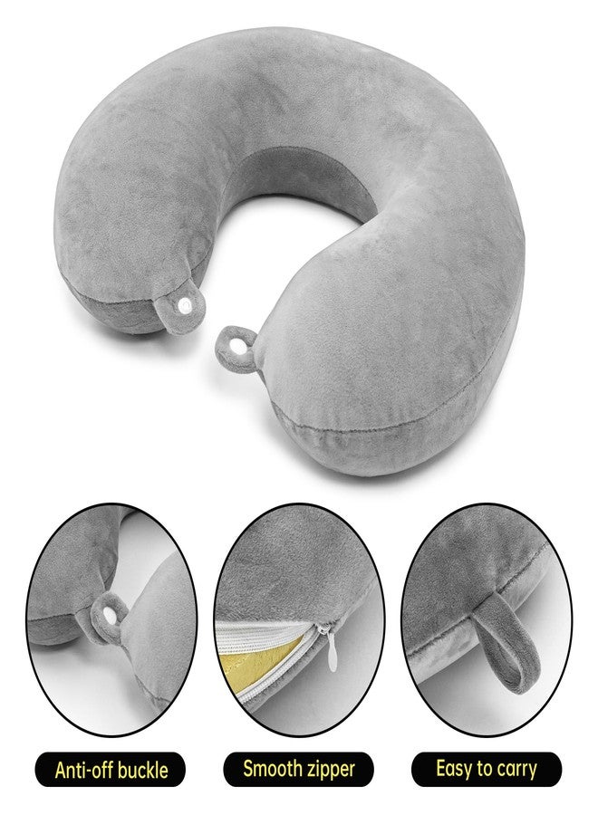 Philbinden 2 Packs Travel Neck Pillow Cover, Reusable U Shaped Neck Pillow Washable Cover, Grey Soft Smooth Neck Pillow Cover Airplane Pillow Cover (Only Pillow Covers,No Filler) - Image 3