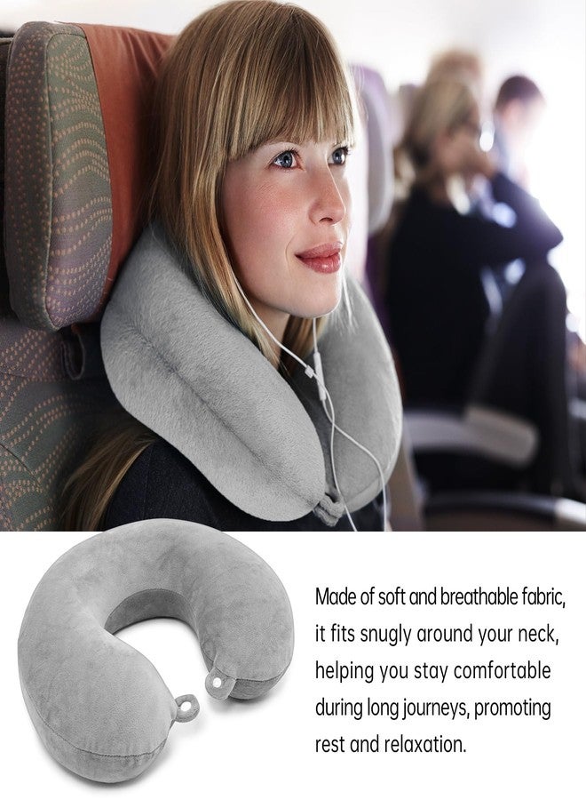 Philbinden 2 Packs Travel Neck Pillow Cover, Reusable U Shaped Neck Pillow Washable Cover, Grey Soft Smooth Neck Pillow Cover Airplane Pillow Cover (Only Pillow Covers,No Filler) - Image 5