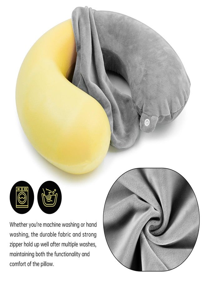 Philbinden 2 Packs Travel Neck Pillow Cover, Reusable U Shaped Neck Pillow Washable Cover, Grey Soft Smooth Neck Pillow Cover Airplane Pillow Cover (Only Pillow Covers,No Filler) - Image 4