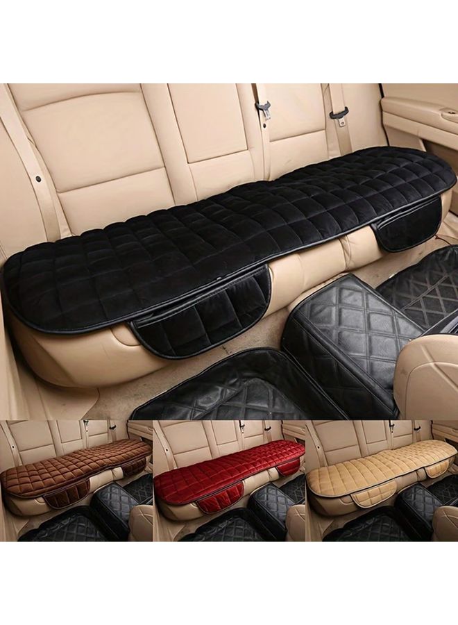 1pc Plush Non Slip Car Back Seat Cover Universal Size Protector Mat Black Automotive Rear Row Seat Cushion Interior Accessories - Image 1