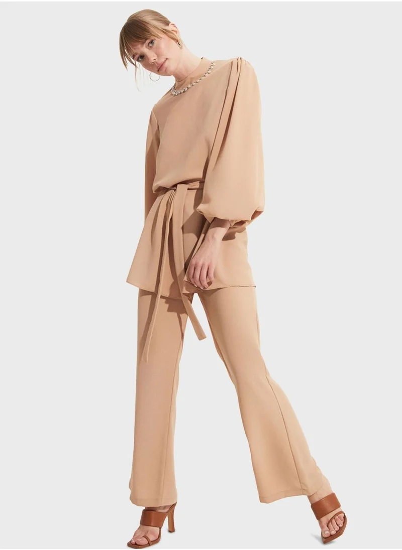 JUNE Embellished Puff Sleeve Dress