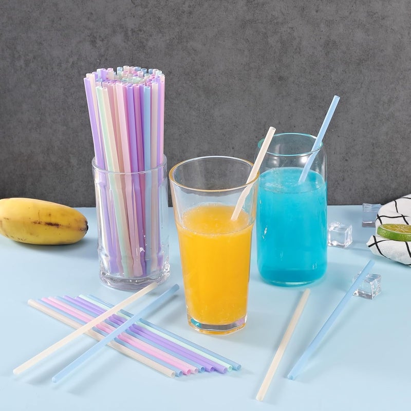 ONEYIM 100 Pcs Colorful Disposable Plastic Drinking Straws - 8.26" Long & 0.24" Diameter for Juice, Coffee, Milk, Cocktail - Image 3