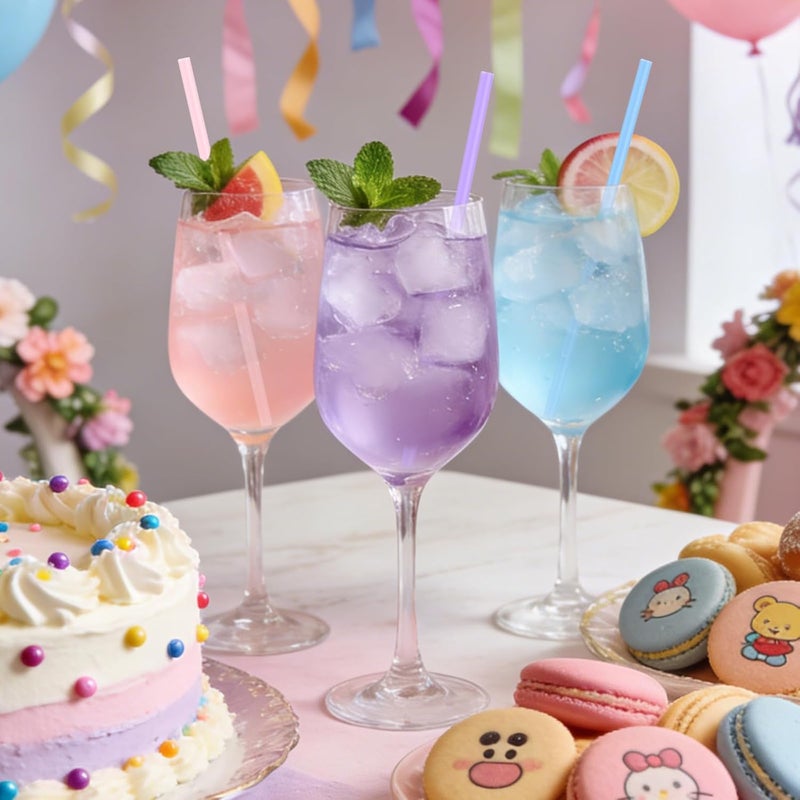 ONEYIM 100 Pcs Colorful Disposable Plastic Drinking Straws - 8.26" Long & 0.24" Diameter for Juice, Coffee, Milk, Cocktail - Image 4