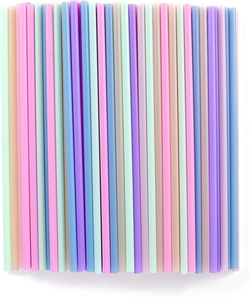 ONEYIM 100 Pcs Colorful Disposable Plastic Drinking Straws - 8.26" Long & 0.24" Diameter for Juice, Coffee, Milk, Cocktail - Image 1
