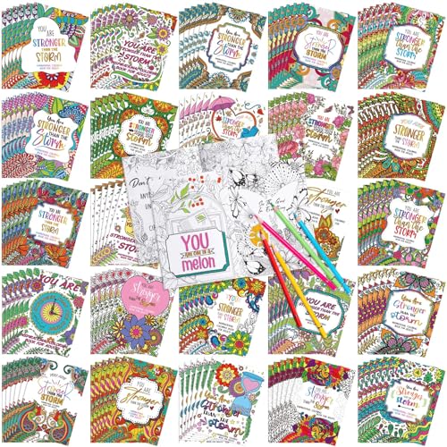 Liliful كتاب تلوين 144 قطعة من الأقوال التحفيزية للبالغين والأطفال، فن DIY، كتاب رسم لتخفيف التوتر مع أنماط ملهمة للبالغين، هدايا حفلات، حشو أكياس هدايا وهدايا العطلات - Image 1