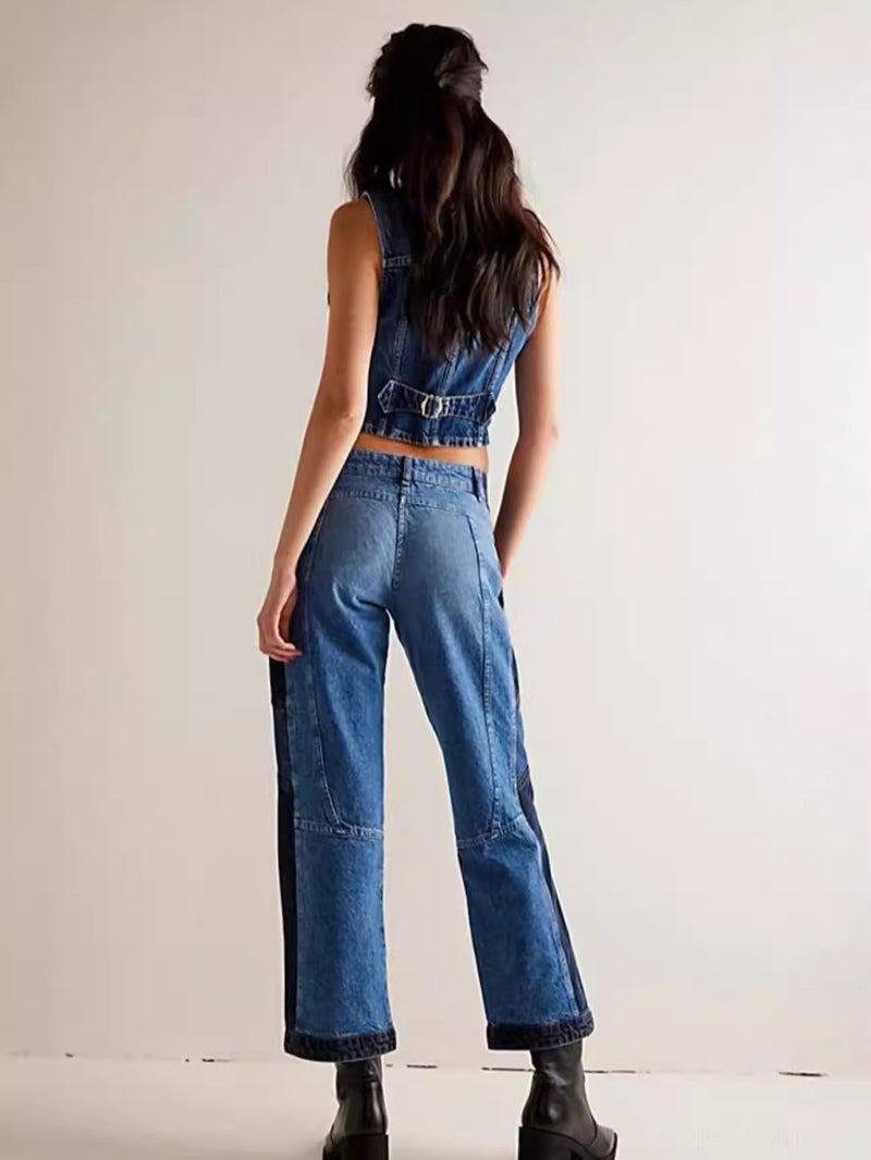 Denim Baron Vintage Washing Craft American Vintage Slim Waisted V-Neck Vest - Image 3