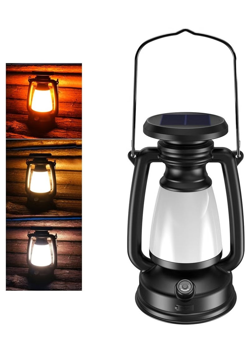 Classic Solar-Powered Rechargeable Camping Lantern Vintage Style for Hiking, Hunting, and Fishing. 3 Modes and eco-friendly for outdoor adventures  - Image 1