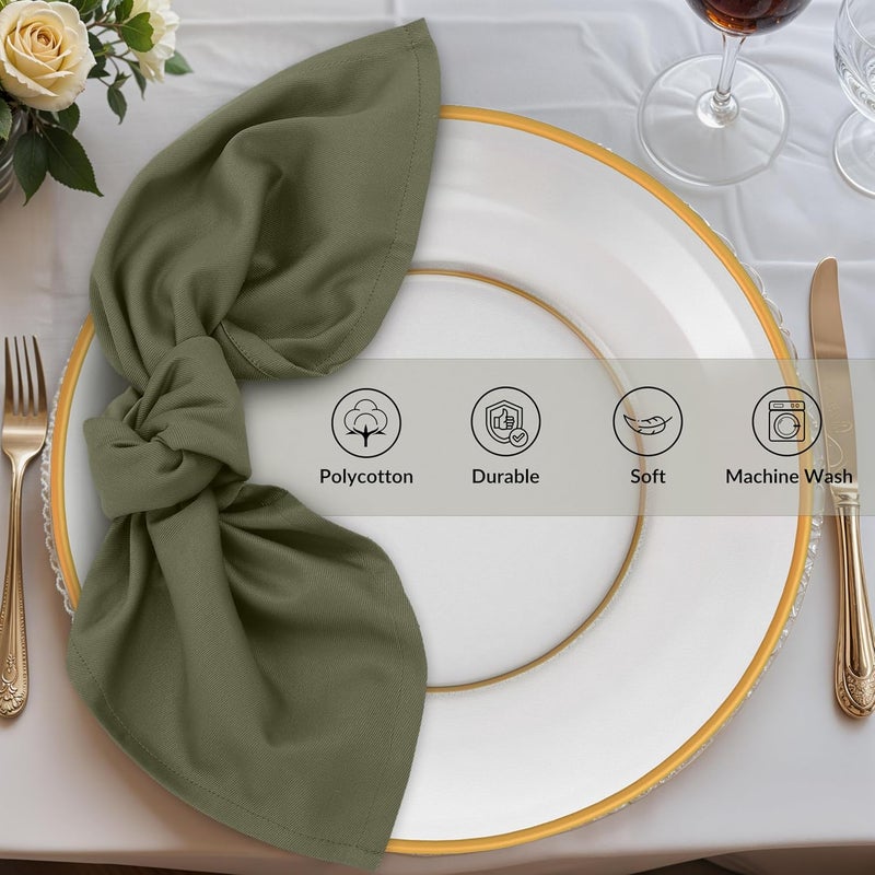 Zoyer Cloth Napkins Set of 12 18x18 Inches Cotton Enrich Napkins Cloth Washable Soft  Durable Dinner Napkins for Parties Wedding Christmas Thanksgiving  Everyday Use  Martini Olive - Image 3
