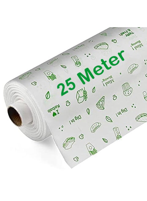 JASMINE GLORY 25 Meters Parchment Food Wrapping Paper Roll Premium NonStick Butter Wrapping Paper Food Wrapping Paper Reheatable Non Stick Paper Oven Safe Parchment Paper
