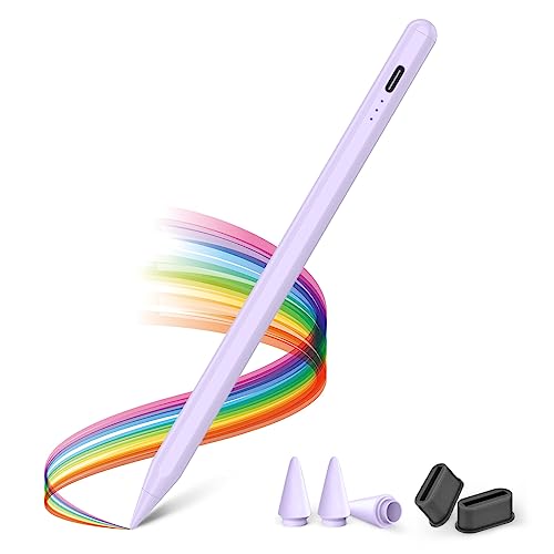 KINGONE Upgraded Stylus Pen, Ultra High Precision & Sensitivity, Palm Rejection, Prevents False ON/Off Touch, Power Display, Tilt Sensitivity, Magnetic Adsorption for iPad 2018 and Later (Purple) - Image 1