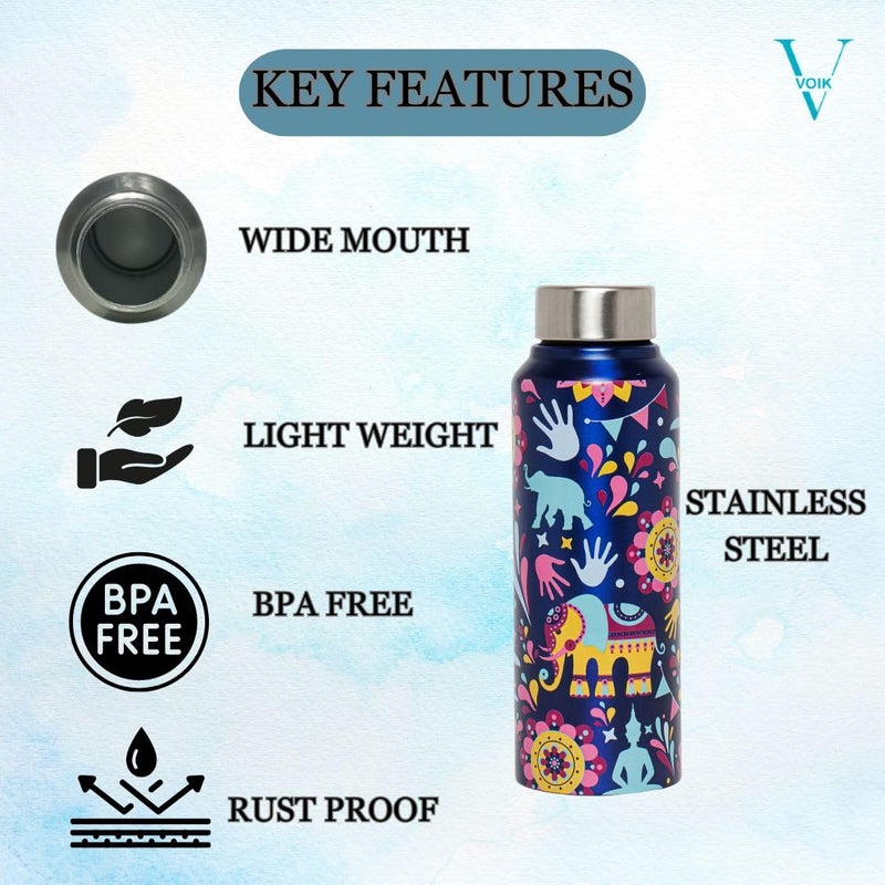 VOIK Mandana Steel Water Bottle Screw Bottle 750ML Steel Water Bottle for Kids Easy to Carry Stainless Steel Leak Proof BPA Free Non Toxic - Image 2