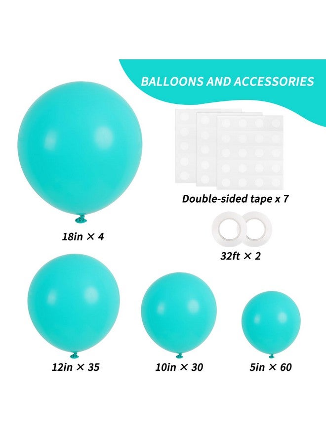 RUBFAC 129pcs Teal Blue Balloons Different Sizes 18 12 10 5 Inch Latex Turquoise Teal Balloon Garland Arch for Party Decoration Birthday Wedding Engagements Anniversary Baby Shower Party Supplies - Image 2