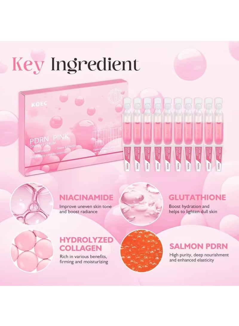 ك أو إي سي PDRN Pink One Day Serum ، حمض السلمون الحمض النووي ، أمبولة PDRN ، الكولاجين ، الجلوتاثيون ، حمض الهيالورونيك - إشراق البشرة ، سريع الامتصاص 10 قوارير - 1 عبوة - Image 4
