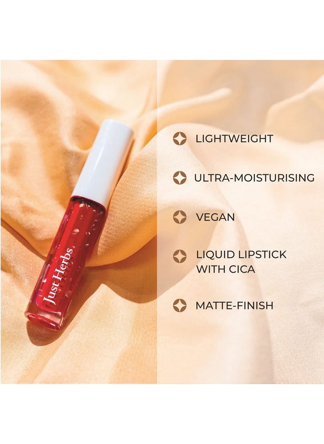 Just Herbs Ayurvedic Creamy Matte Long Lasting Liquid Lipstick, Lightweight & Hydrating Lip Colour With Liquorice & Sweet Almond Oil - Liquorice Brown  - Image 5