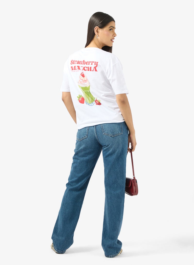 جينجر تيشيرت قطن كبير بطبعة ماتشا - Image 4