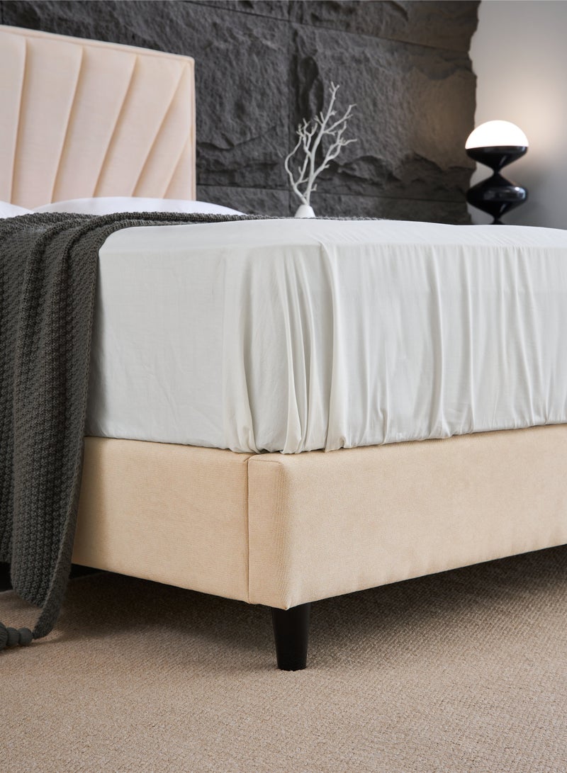 PanaX Panax Modern Upholstered Platform Bed Frame with Headboard - Strong Wooden Slats, Non-Slip & Noise-Free Design - No Box Spring Needed - Easy Assembly -Size Twin-Beige  - Image 5