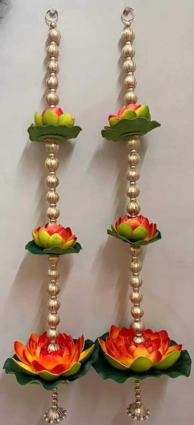 SP SELLPLUS Sellplus Multicolor Foam Lotus with Gota Ball with Beads Jhumki String for Home Decoration All Festival Decor 