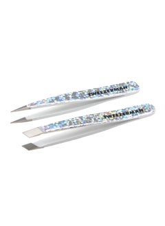 Tweezerman Hollygraphic Micro Mini Slant & Point Tweezer Set - Eyebrow Tweezers for Women and Men