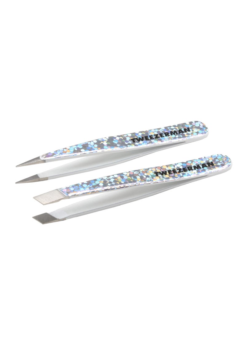 Tweezerman - Tweezerman Hollygraphic Micro Mini Slant & Point Tweezer Set - Eyebrow Tweezers for Women and Men - Image 1