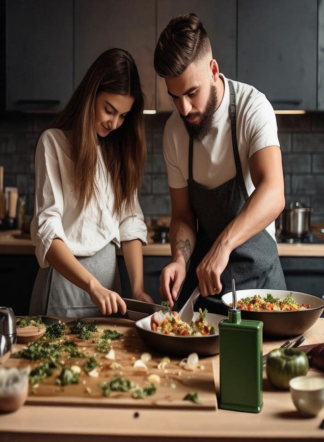 بوتشن زجاجة توزيع زيت زيتون بوتشن سيراميك سعة 20 أونصة، موزع زيت زيتون أخضر، قارورة خل كبيرة السعة مع صنبور من الفولاذ المقاوم للصدأ لتخزين الخل وشراب القهوة والسوائل الأخرى - Image 5