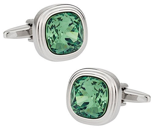 Cuff-Daddy Mens Erinite Green Crystal Cufflinks with Travel Presentation Gift Box - Image 1