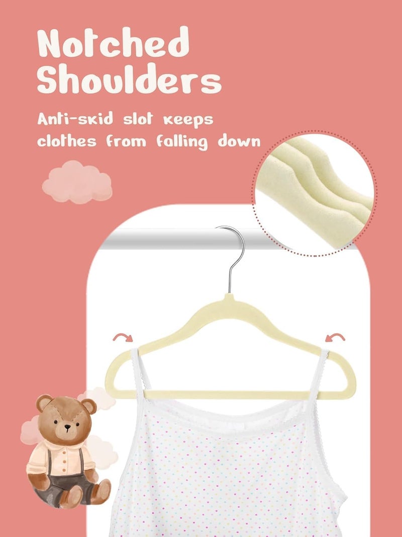 HOUSE DAY 50 Pack Beige Velvet Baby Hangers - Durable Non-Slip Hangers for Infant & Toddler Clothes - Image 4