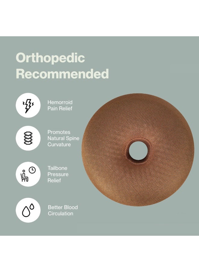 Agc Orthopedic Round Ring Seat Cushion with Gel Memory Foam Donut Pillow for Tailbone Pressure Relief Anti-Slip Base, Washable Breathable Cover For Office Chair, Car Seat, Home, Wheelchair, Travel - RC1014 - Image 3