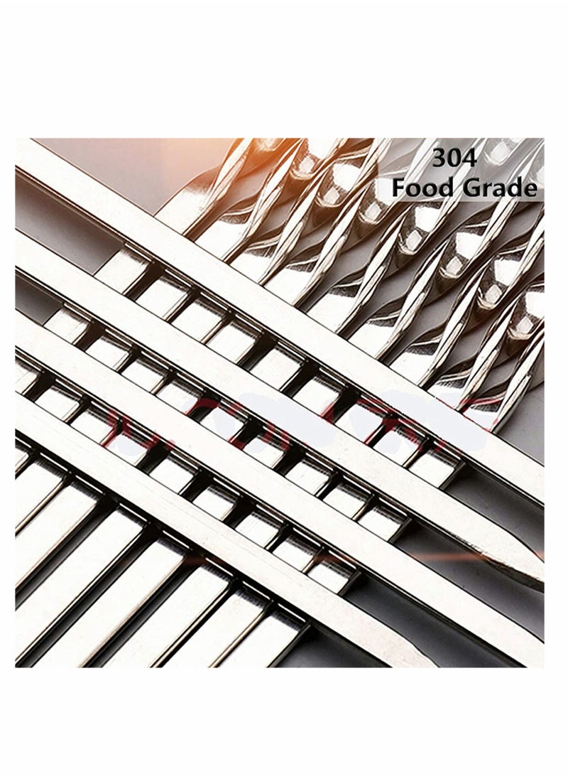 Excefore 10PCS Barbecue Skewers -15 inch Stainless Steel Wide Flat Metal Reusable Dishwasher Safe Grill Tools, Needles Kabob Sticks, Suitable for outdoor barbecues, family gatherings and gifts  - Image 5